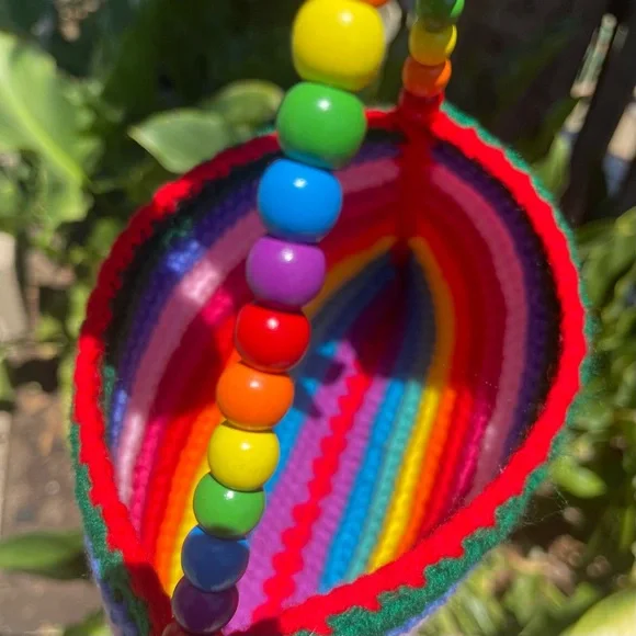 🎉Host Pick🎉Handmade Crochet Mini Rainbow Striped Handbag - Picture 3 of 6